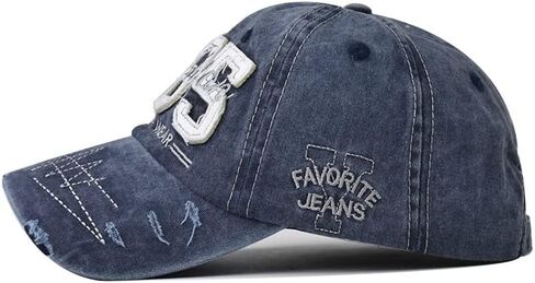 Washed Baseball Cap for Men Women Adjustable Distressed Denim Hat Dad Hat Trucker Hat in Kuwait