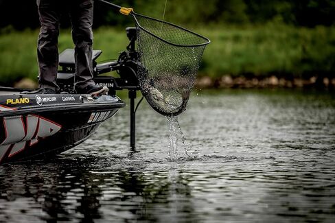 Frabill Conservation Ultralight Slide Handle Net | Scoop Hoop Size: 18" X 21" | Sliding Handle: 48" | Netting: Tangle-Free Micromesh | Net Depth: 16",Black/Yellow in Kuwait