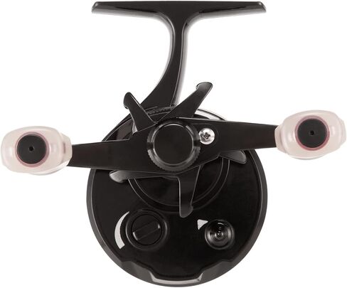 13 FISHING - Descent Aluminum - Inline Ice Fishing Reel - 2.7:1 Gear Ratio - Left Hand Retrieve (Aluminum Spool Gen 2 Design) - D2AL-2.7-RH, Black/Red in Saudi Arabia