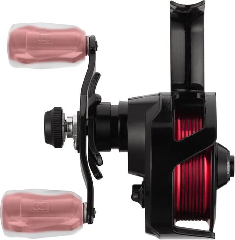 13 FISHING - Descent Aluminum - Inline Ice Fishing Reel - 2.7:1 Gear Ratio - Left Hand Retrieve (Aluminum Spool Gen 2 Design) - D2AL-2.7-RH, Black/Red in Saudi Arabia