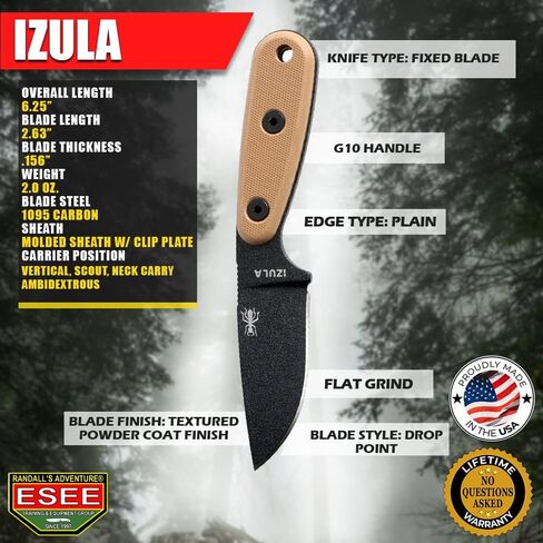 ESEE Knives Izula-B w/Handle, Molded Polymer Sheath, and Clip Plate in Kuwait