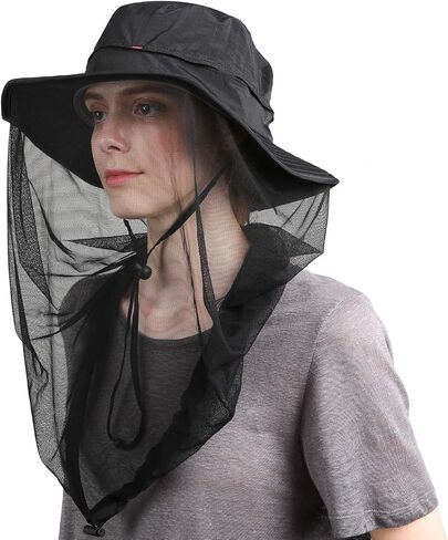 Flammi Mosquito Net Hat Safari Hat UPF 50+ Sun Protection Boonie Hats for Men with Neck Flap Fishing Hiking Hat for Men/Women in Kuwait