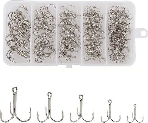 Classic Treble Fishing Hooks Set, 140pcs Sharp High Carbon Steel Treble Hooks Saltwater Hooks Kit in Saudi Arabia