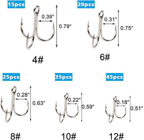 Classic Treble Fishing Hooks Set, 140pcs Sharp High Carbon Steel Treble Hooks Saltwater Hooks Kit in Saudi Arabia