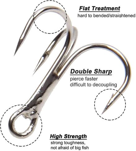 Classic Treble Fishing Hooks Set, 140pcs Sharp High Carbon Steel Treble Hooks Saltwater Hooks Kit in Saudi Arabia
