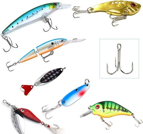 Classic Treble Fishing Hooks Set, 140pcs Sharp High Carbon Steel Treble Hooks Saltwater Hooks Kit in Saudi Arabia
