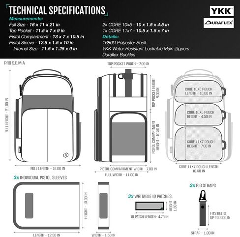 Savior Equipment Pro SEMA Tactical Backpack Competition Shooter 3 Pistol Sleeve in Kuwait