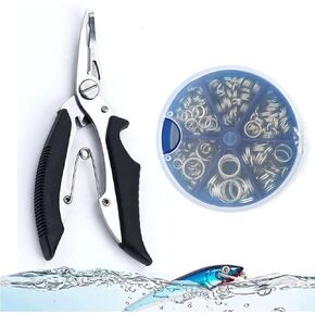 Pack of 201pcs Fishing Stainless Steel Split Rings 5 Sizes and Plier Set, Split ring capable of withstanding large tensile force and Fishing Plier Tool Kit（blue） in Saudi Arabia