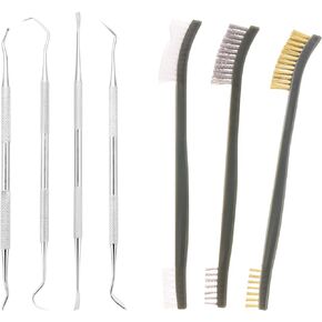 20 Pcs Gun Cleaning Brushes & Picks Kit Set Brass Steel Nylon Double Ended Gun Cleaning Brushes Stainless Steel Pick Set - Brass Steel Nylon Bristle Brushes