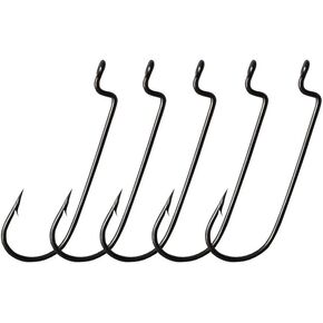 30pcs/Pack Offset Fishing Hooks Worm Hooks Black/Red High Carbon Steel Senko Bait Fishing Hooks 4/0 3/0 2/0 1/0 1#