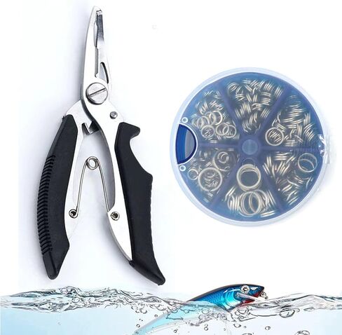 Pack of 201pcs Fishing Stainless Steel Split Rings 5 Sizes and Plier Set, Split ring capable of withstanding large tensile force and Fishing Plier Tool Kit（blue） in Saudi Arabia