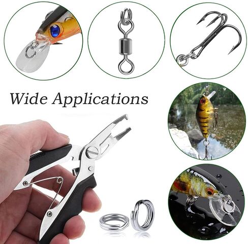 Pack of 201pcs Fishing Stainless Steel Split Rings 5 Sizes and Plier Set, Split ring capable of withstanding large tensile force and Fishing Plier Tool Kit（blue） in Saudi Arabia