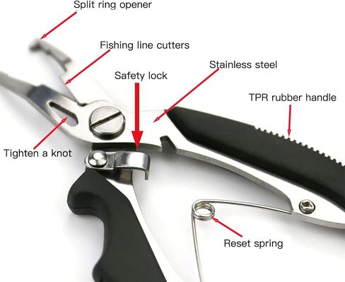 Pack of 201pcs Fishing Stainless Steel Split Rings 5 Sizes and Plier Set, Split ring capable of withstanding large tensile force and Fishing Plier Tool Kit（blue） in Saudi Arabia