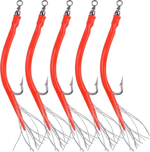 Classic Striped Bass Tube Lures Diamond jigs Tail Teaser Umbrella Rig Tube Jigs Teaser with Stainless Steel Hook Sandeel Bait for Offshore Trolling Striper Bass Bluefish Fishing in Kuwait