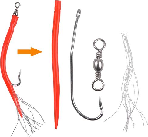 Classic Striped Bass Tube Lures Diamond jigs Tail Teaser Umbrella Rig Tube Jigs Teaser with Stainless Steel Hook Sandeel Bait for Offshore Trolling Striper Bass Bluefish Fishing in Kuwait