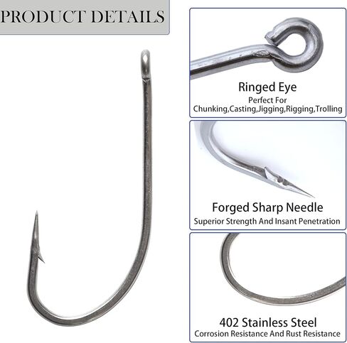 Saltwater Fishing Hooks Long Shank Hook 34007 O'shaughnessy Forged Stainless Steel Hooks Extra Strong for Fishing Tackle for Fishing Gift Size 1/0 2/0 3/0 4/0 5/0 6/0 7/0 8/0 9/0 10/0 in Saudi Arabia