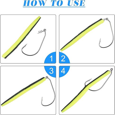 Twistlock Fishing Hooks - 50pcs Bass Fishing Worm Hooks with Centering Spring Pin Swimbait Hooks for Soft Plastics Lures Baits Saltwater Freshwater Size 1/0 2/0 3/0 4/0 5/0 in Saudi Arabia