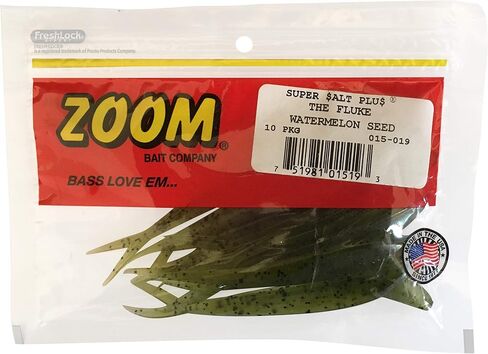 Bundle: Zoom Fluke Bait Lures - 4 1/4" Watermelon Seed 10 Pack, 4 1/4" White Pearl 10 Pack, 4 1/4" Smokin Shadow 10 Pack and 4 1/4" Baby Bass 10 Pack in Saudi Arabia