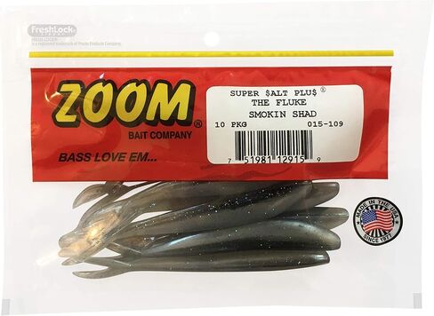 Bundle: Zoom Fluke Bait Lures - 4 1/4" Watermelon Seed 10 Pack, 4 1/4" White Pearl 10 Pack, 4 1/4" Smokin Shadow 10 Pack and 4 1/4" Baby Bass 10 Pack in Saudi Arabia
