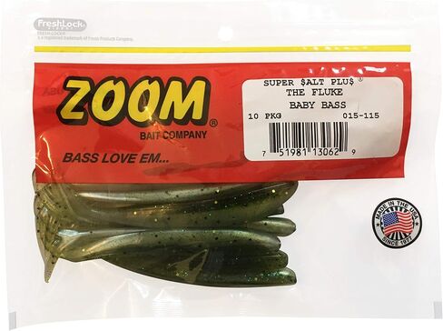 Bundle: Zoom Fluke Bait Lures - 4 1/4" Watermelon Seed 10 Pack, 4 1/4" White Pearl 10 Pack, 4 1/4" Smokin Shadow 10 Pack and 4 1/4" Baby Bass 10 Pack in Saudi Arabia