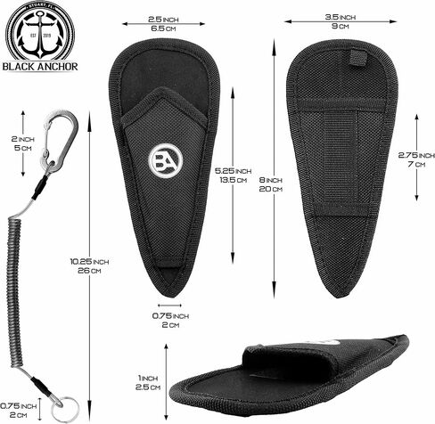 كماشة صيد السمك من الألومنيوم بمرساة سوداء مقاس 6.7 بوصة، مقاومة للمياه المالحة، قاطعات خطوط أحادية وفلورية وجديلة، غمد من النايلون مع حلقة حزام (فضي، 6.70) in Kuwait