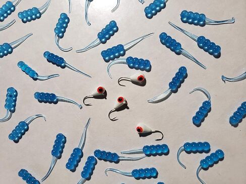 Tungsten Ice Jigs 4 Pack with Scented Waxie Plastics – Glow in The Dark in Saudi Arabia