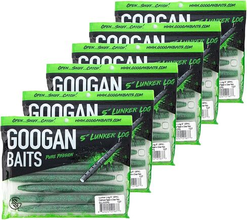 طعم صيد السمك من Googan Squad Lunker Log Bass - طعم صيد باس متعدد الاستخدامات مع حركة لامعة رقيقة، طعم بلاستيكي ناعم محقون بالملح للبركة والنهر وصيد الأسماك في البحيرة in Saudi Arabia