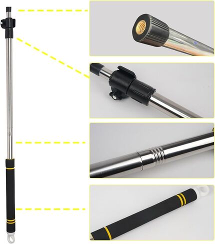 Frebuta Fishing Harpoon38inch-65inch، قطب تلسكوبي قابل للسحب من الفولاذ المقاوم للصدأ لصيد الأسماك الشائكة الرمح من سبائك الألومنيوم قضيب Gig Gaff مع برغي 8 مم لصيد الأسماك في الهواء الطلق وهبوط ضفدع الأسماك الكبيرة in Kuwait