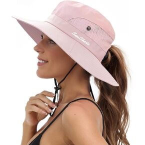Sun Hats for Women Beach Hat Ponytail Hat Womens Sun Hat with UV Protection Wide Brim in Saudi Arabia