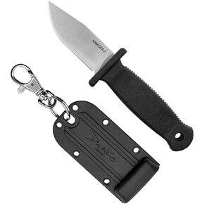 سكاكين Demko شفرة ثابتة من Armiger مع غمد - Armiger 2 وArmiger 4 - نقطة رمح نقطة مشبك Tanto Shark Foot مسننة كاملة تانغ (نقطة مشبك Armiger 2)