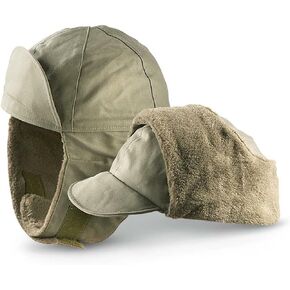قبعات الجيش الألماني للرجال مع تدفئة الأذن، قبعة الصياد الشتوية العسكرية Flecktarn camo & OD