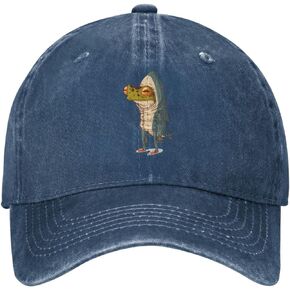 VunKo Frog Shark Black Vintage Distressed Adjustable Washed Denim Mens Dad Trucker Hat Baseball Ball Cap for Men