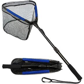 LBW Collapsible Rubber Fishing Net with Handle, Folding Kayak Net for Freshwater or Saltwater, Portable Landing Net for Trout, Catfish, Bass in Saudi Arabia
