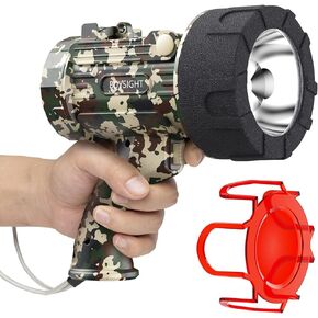 BUYSIGHT Turbo 2000000LM Rechargeable Spotlight Flashlight, IP67 Impact Resistant Searchlight, Foldable Stand Red Filter Waterproof Hunting Lamp(Camouflage Green) in Kuwait