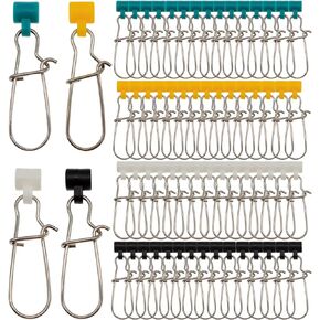 60 Pcs Fishing Line Sinker Slides Catfishing Rig with Duo Lock Snaps, Stainless Steel Heavy Duty Sinker Weights Connector Swivel Snap Kit Saltwater Slider Sinkers(4 Colors)