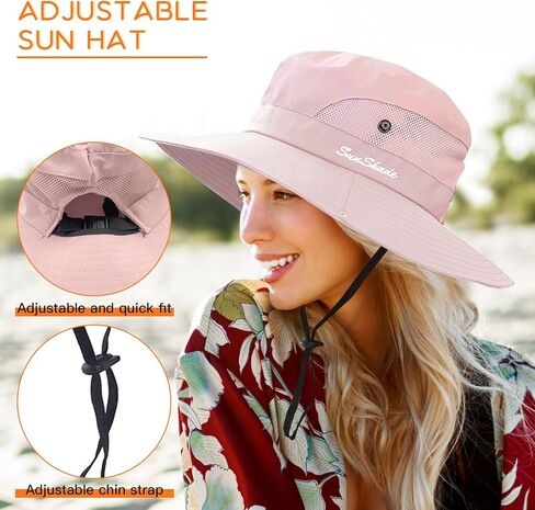 Sun Hats for Women Beach Hat Ponytail Hat Womens Sun Hat with UV Protection Wide Brim in Saudi Arabia