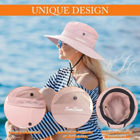 Sun Hats for Women Beach Hat Ponytail Hat Womens Sun Hat with UV Protection Wide Brim in Saudi Arabia