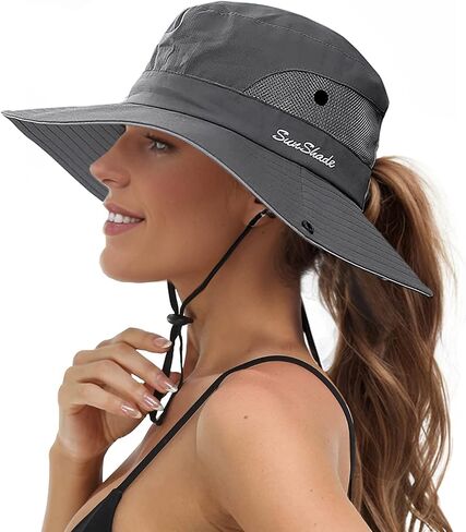 Sun Hats for Women Beach Hat Ponytail Hat Womens Sun Hat with UV Protection Wide Brim in Kuwait