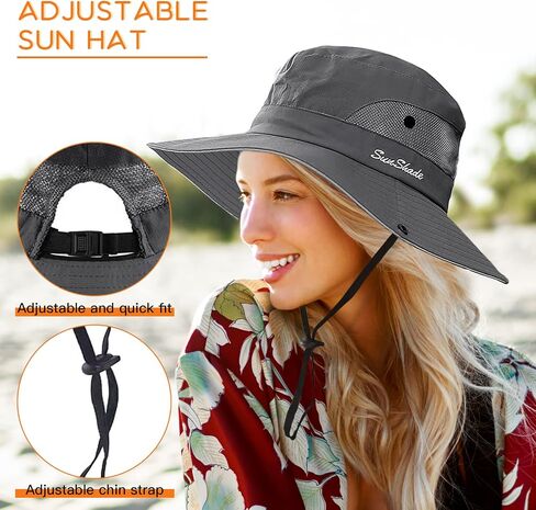 Sun Hats for Women Beach Hat Ponytail Hat Womens Sun Hat with UV Protection Wide Brim in Kuwait