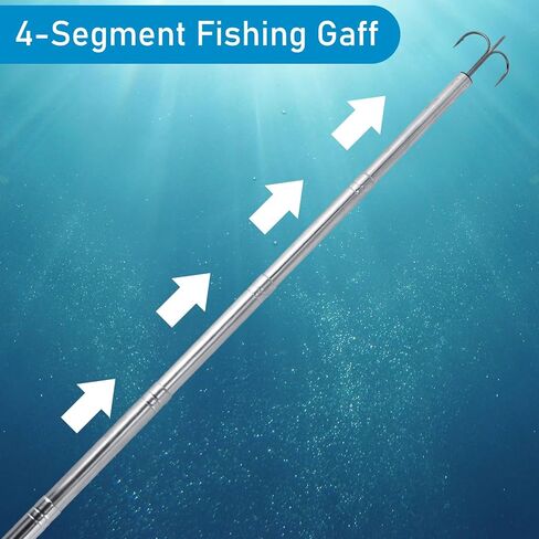 Alwonder Telescopic Fishing Gaff, Stainless Steel Triple Hook Fishing Spear, Aluminium Alloy Telescoping Pole with Hook, Fish Gaff with EVA Handle for Saltwater Freshwater Boat Ice Fishing in Saudi Arabia