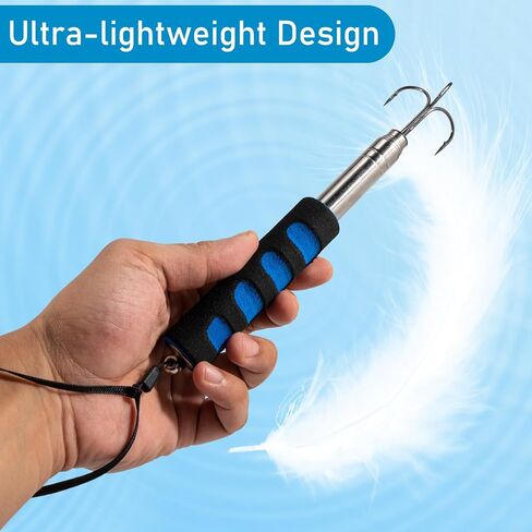 Alwonder Telescopic Fishing Gaff, Stainless Steel Triple Hook Fishing Spear, Aluminium Alloy Telescoping Pole with Hook, Fish Gaff with EVA Handle for Saltwater Freshwater Boat Ice Fishing in Saudi Arabia