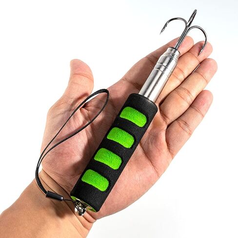 Alwonder Telescopic Fishing Gaff, Stainless Steel Triple Hook Ice Fishing Spear, Aluminium Alloy Telescoping Pole with Hook, Fish Gaff with EVA Handle for Saltwater Freshwater Boat Catching in Saudi Arabia