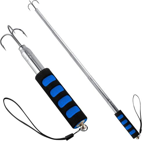 Alwonder Telescopic Fishing Gaff, Stainless Steel Triple Hook Fishing Spear, Aluminium Alloy Telescoping Pole with Hook, Fish Gaff with EVA Handle for Saltwater Freshwater Boat Ice Fishing in Saudi Arabia