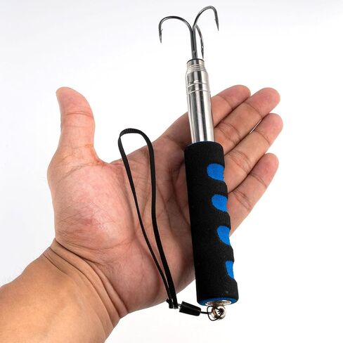Alwonder Telescopic Fishing Gaff, Stainless Steel Triple Hook Fishing Spear, Aluminium Alloy Telescoping Pole with Hook, Fish Gaff with EVA Handle for Saltwater Freshwater Boat Ice Fishing in Saudi Arabia