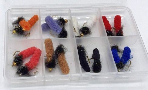 Fly Fishing Mop Flies Set containing Beadhead and Non- Beadhead Pack of 16 Size 10 in Kuwait