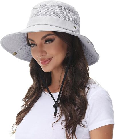 ANOTHER CHOICE Sun Hat Women Wide Brim Breathable Nylon Outdoor Hiking Hat Summer Fishing Hat with Adjustable Drawstring in Kuwait