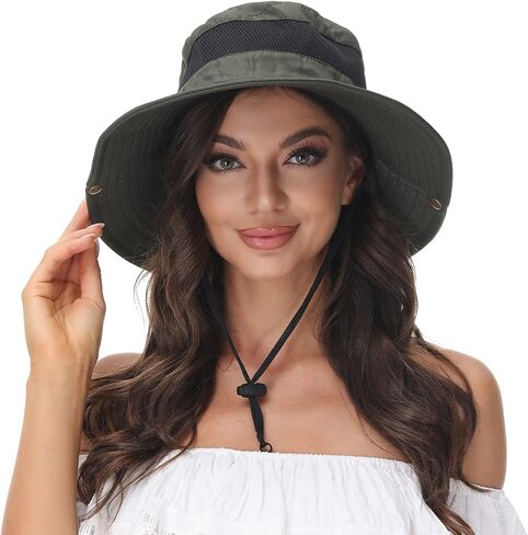 ANOTHER CHOICE Sun Hat Women Wide Brim Breathable Nylon Outdoor Hiking Hat Summer Fishing Hat with Adjustable Drawstring in Kuwait