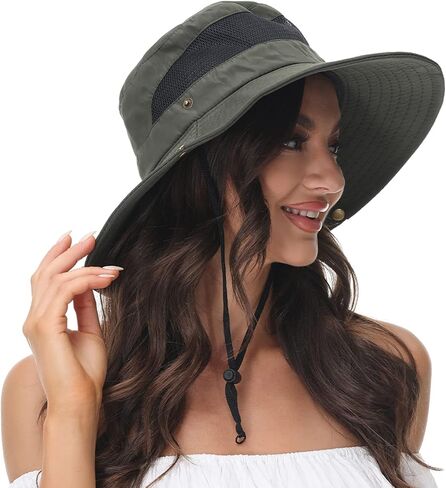 ANOTHER CHOICE Sun Hat Women Wide Brim Breathable Nylon Outdoor Hiking Hat Summer Fishing Hat with Adjustable Drawstring in Kuwait