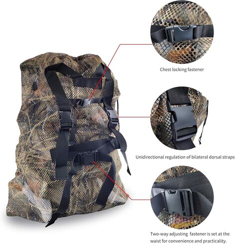 REEKGET Adjustable Shoulder Strap Camo Hunting Bags Mesh Decoy Bag Duck Goose Turkey Hunting Back,Large-Capacity Bait Bag,Drake Decoys Bag in Kuwait