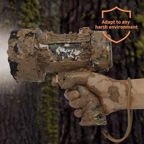 BUYSIGHT Turbo 2000000LM Rechargeable Spotlight Flashlight, IP67 Impact Resistant Searchlight, Foldable Stand Red Filter Waterproof Hunting Lamp(Camouflage Green) in Kuwait